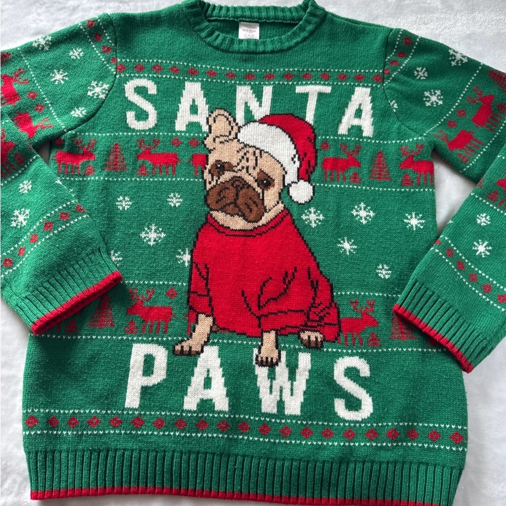 Holiday Time Kids Santa Paws Christmas Holiday Sweater Children’s Size 14-16⭐️